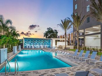 Resort-inspired pool and sun terrace